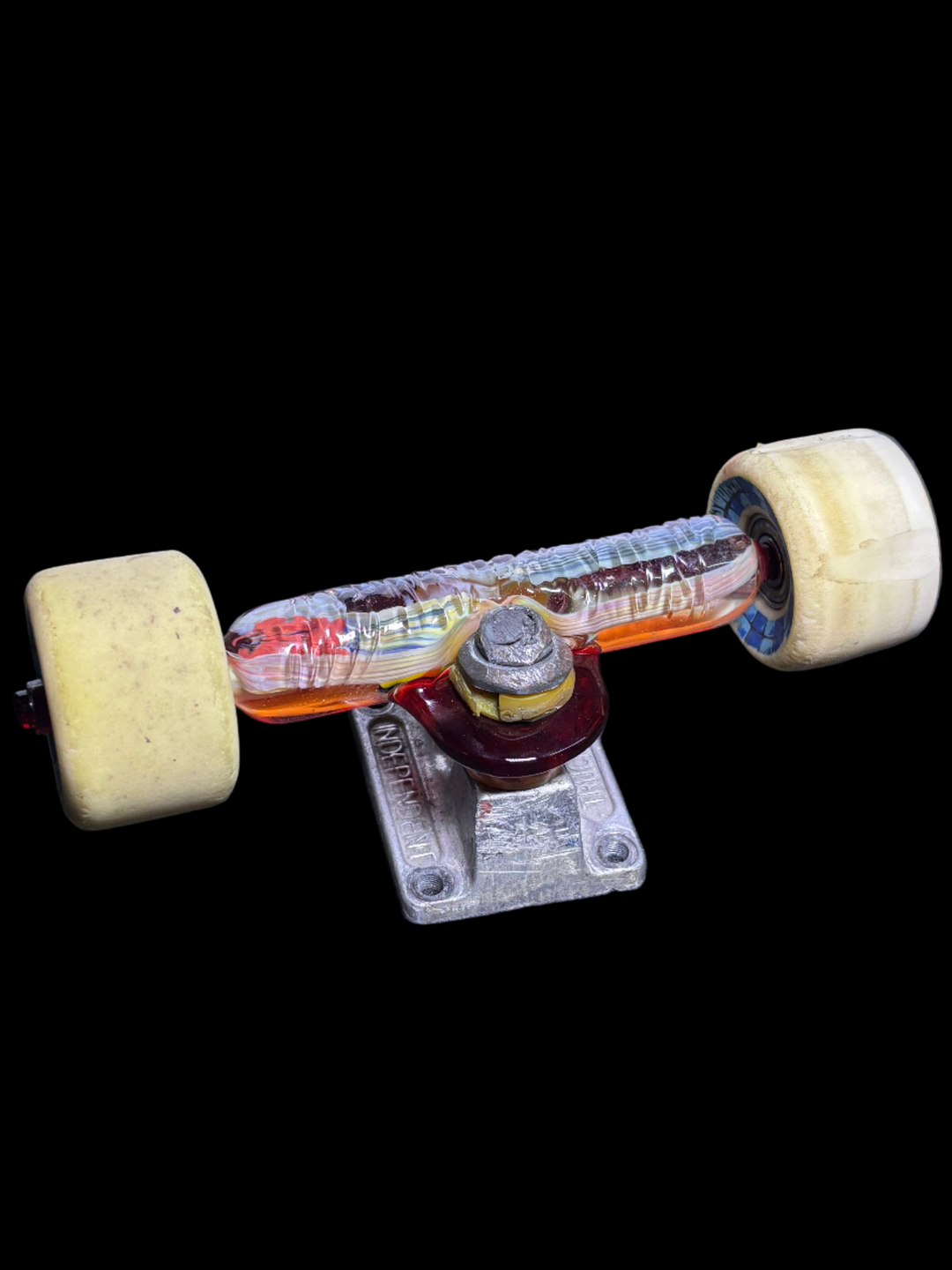 Skate truck art piece with sweers glass