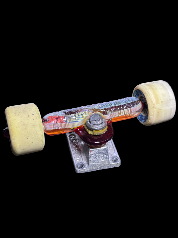 Skate truck art piece with sweers glass